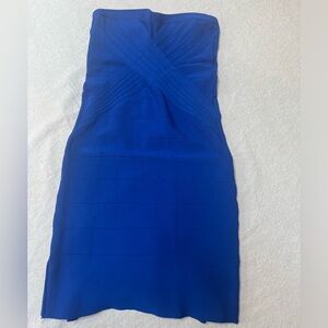 Bebe Women’s Bandage Blue Strapless Dress Bodycon Size Small